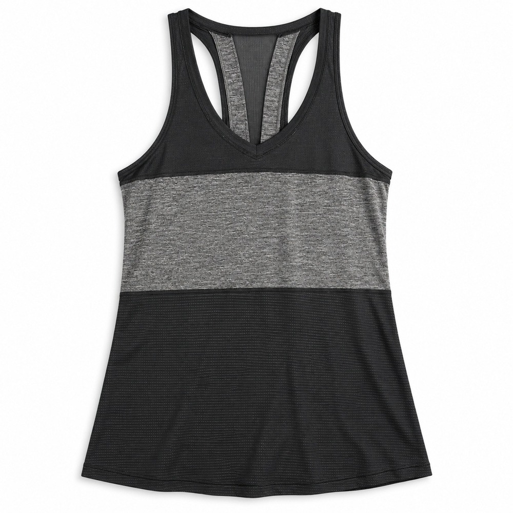 Lululemon Run Silverescent Racerback Tank Top Womens Size 6 Black‎ Gray Mesh